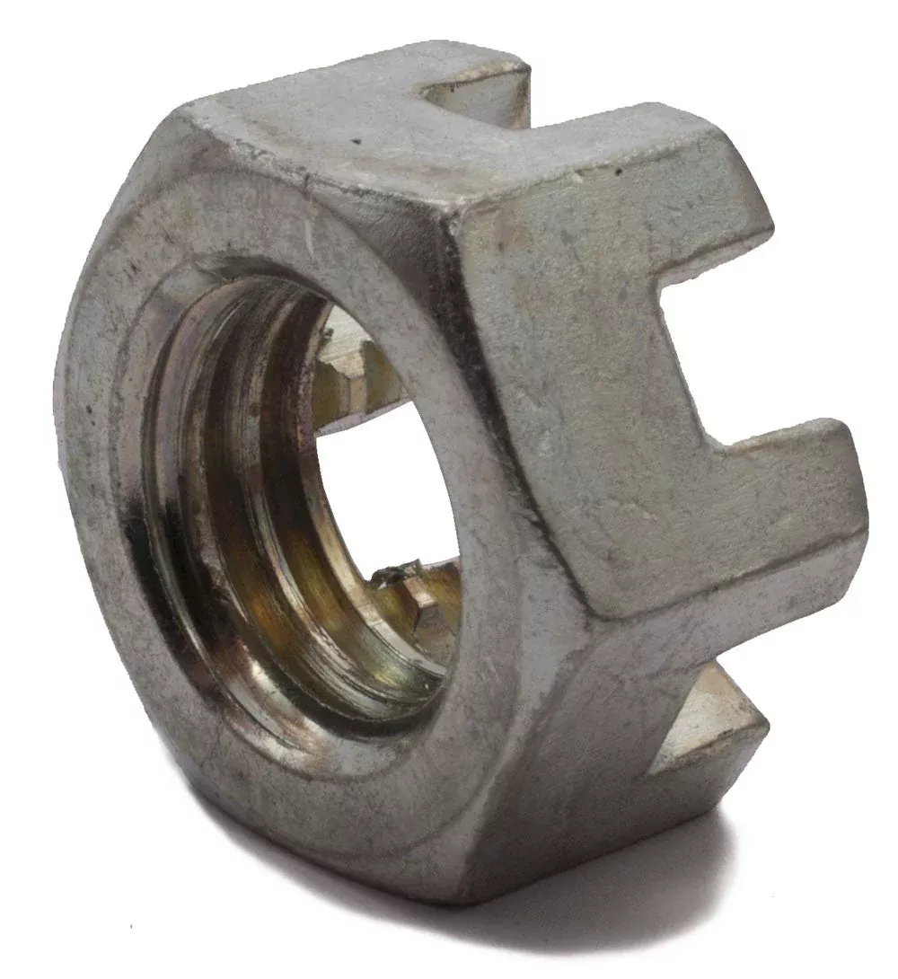 1 1/4-12 Slotted Hex Nut Zinc Plated