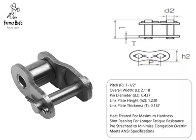 120-1, Roller Chain Offset Link Standard ( Half Link ) HL120