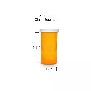 Amber Pharmacy Vials, Child Resistant Caps, 16 dram, case/270 (minimum order req)
