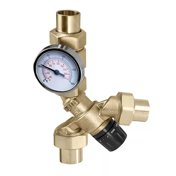 Caleffi 520516A AngleMix 3- Way Mixing valve 3/4" Press Temp Probe