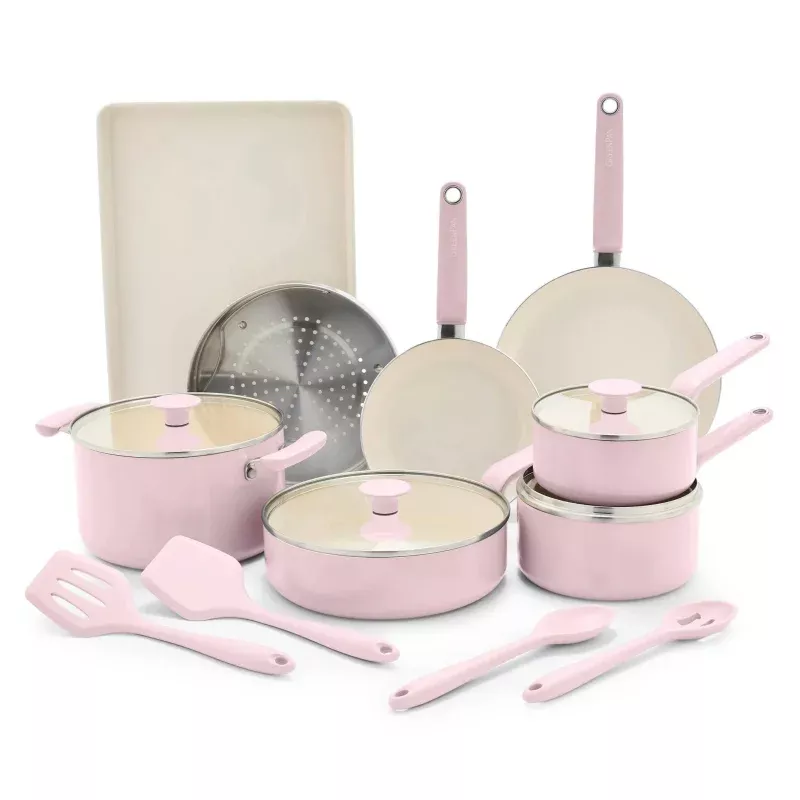Ceramic Nonstick Cookware Set – Pink