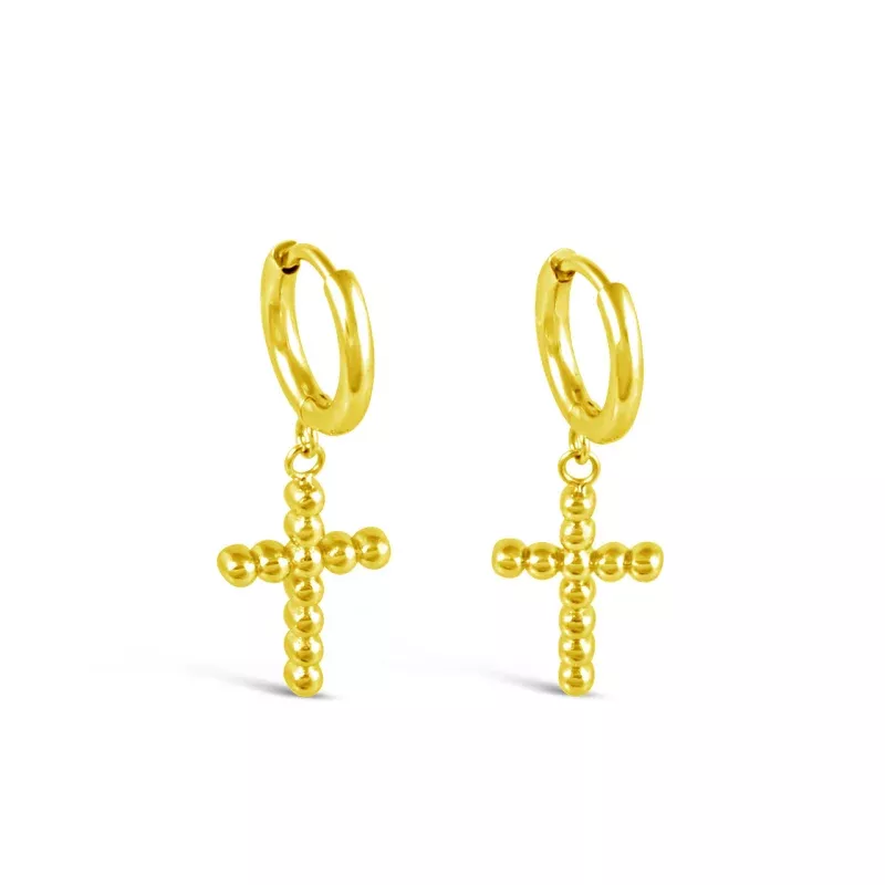 Cross Hoop Earrings GLD