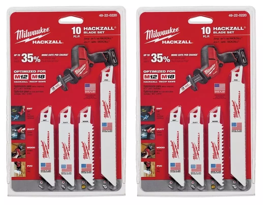 Milwaukee 49-00-0220 1" Hackzall Blade Set 10 Pack