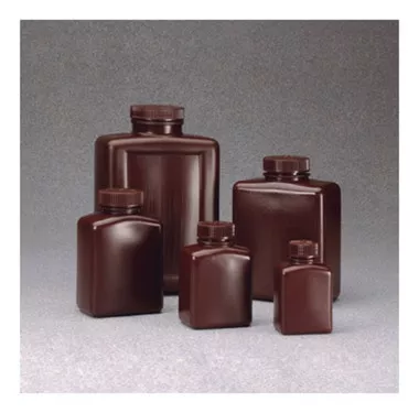 Nalgene 2009-0064 Amber Bottles, 2L Rectangular HDPE, case/12