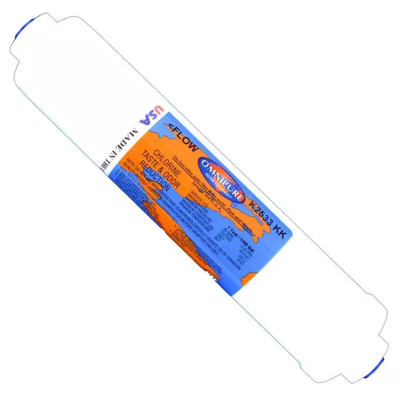 Omnipure Inline K2533-KK GAC Postfilter - 10" x 2" Filter - 3/8" Quick Connect
