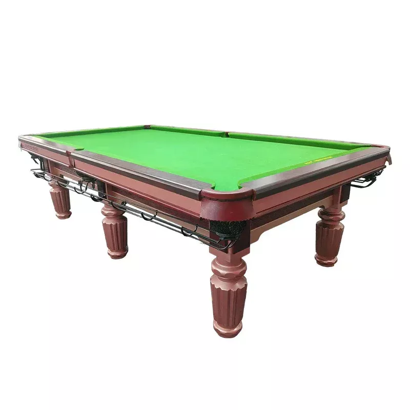 QUESLA 9FT Billiard Table – Oak Rail, Solid Oak Underframe, Genuine Leather Pockets, Bluestone Slate Surface, Free Accessories Package