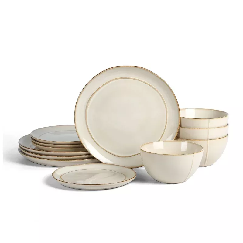 Stone Lain 12pc Infinity Stoneware Dinnerware Set Beige