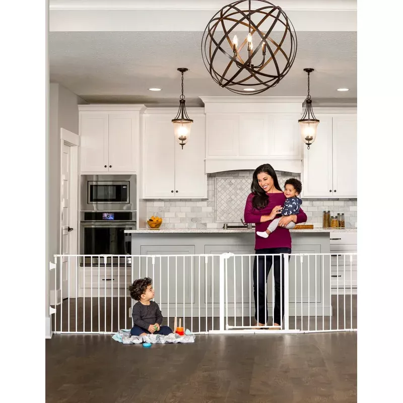 Super Wide Adjustable Baby Gate and Play Yard - Grey