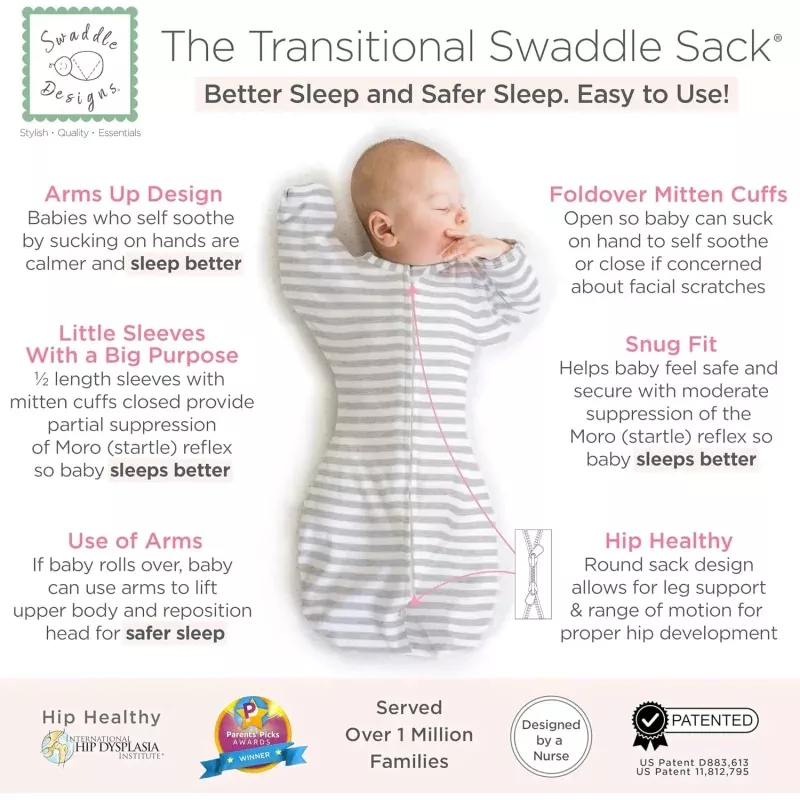 Transitional Swaddle Sack - Stripes Gray